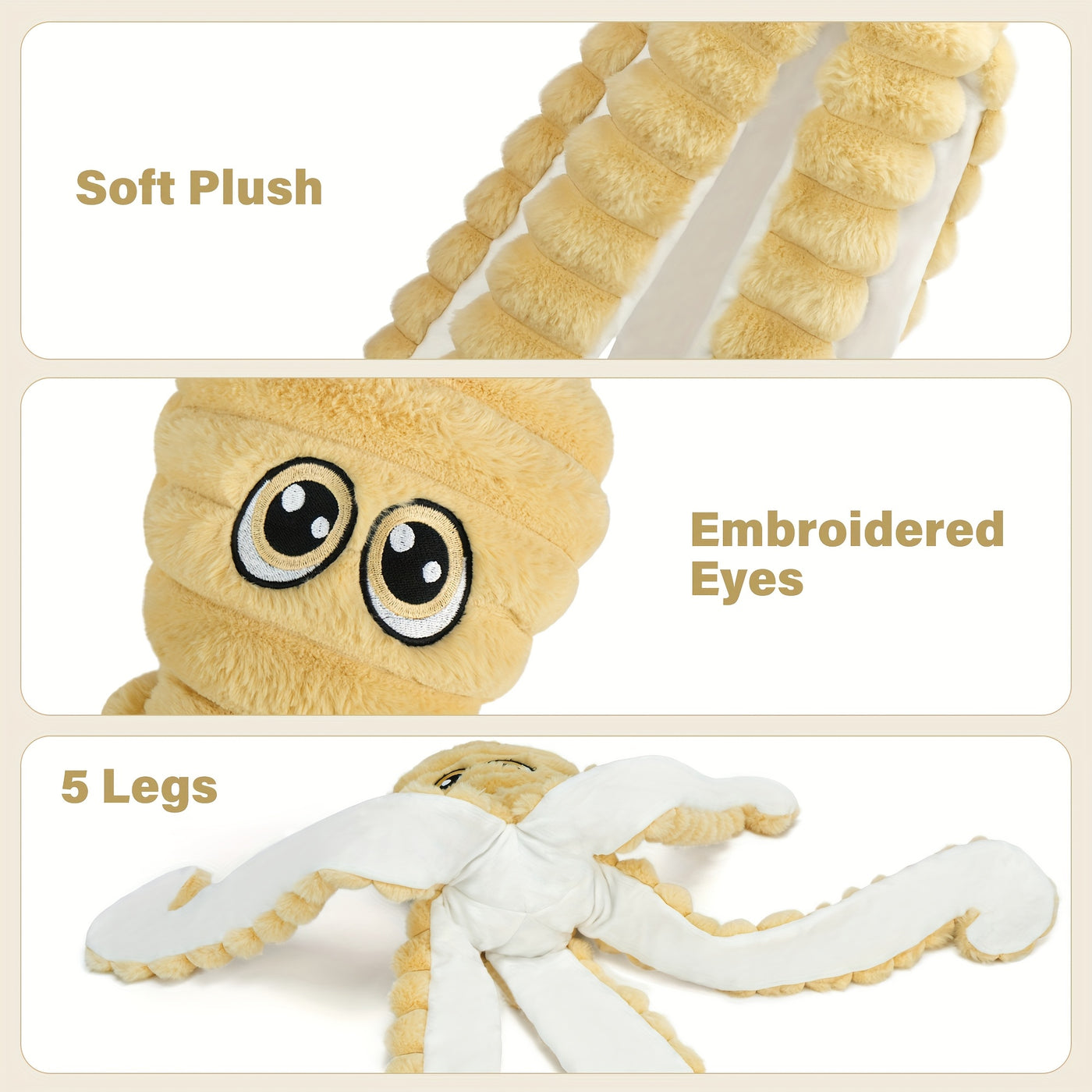 Squeaky Octopus Dog Toy – Soft Plush Stuffed Chew Toy with Squeaker for Small Medium Large Dogs, Teeth Cleaning, 6 Colors, Cute Puppy Gift