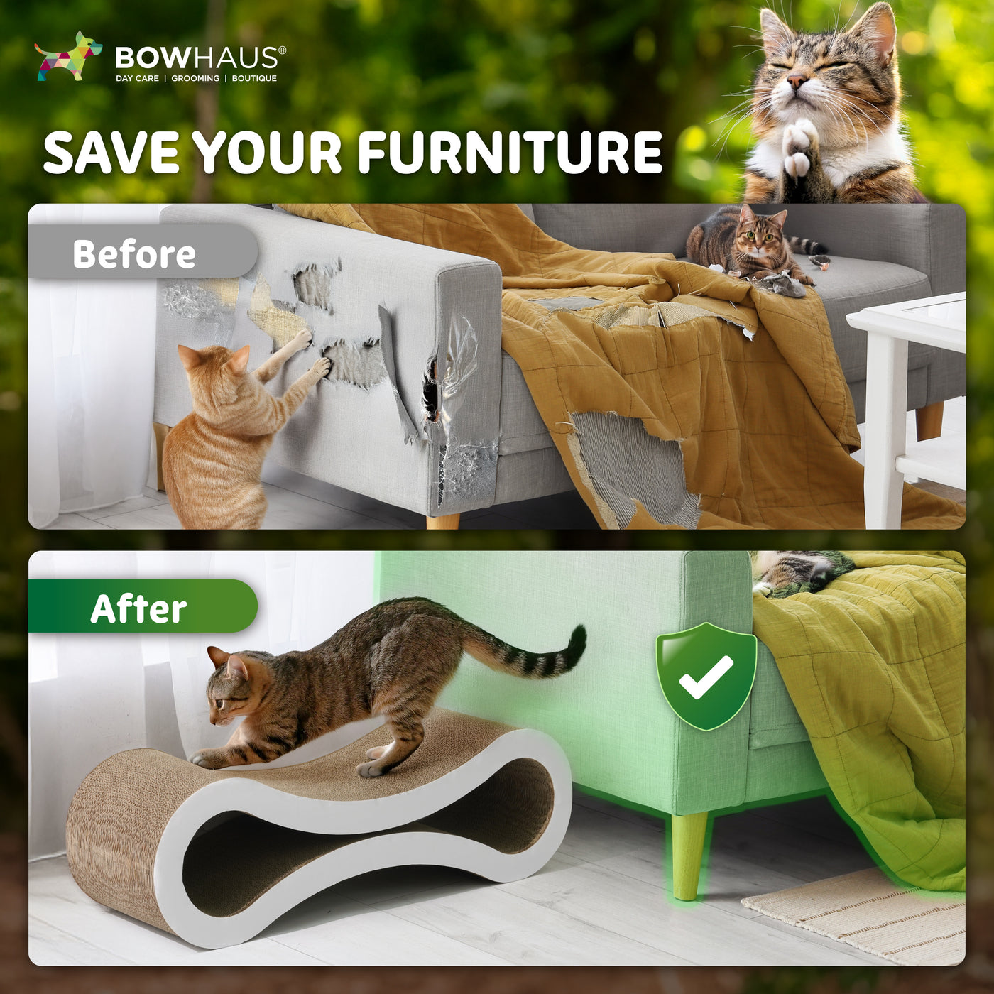 Large Cat Scratcher Lounger Reversible – Infinity Shape 5-Layer Cardboard Scratch Pad & Bed for Indoor Cats, 33.9 Inch, Brown or White