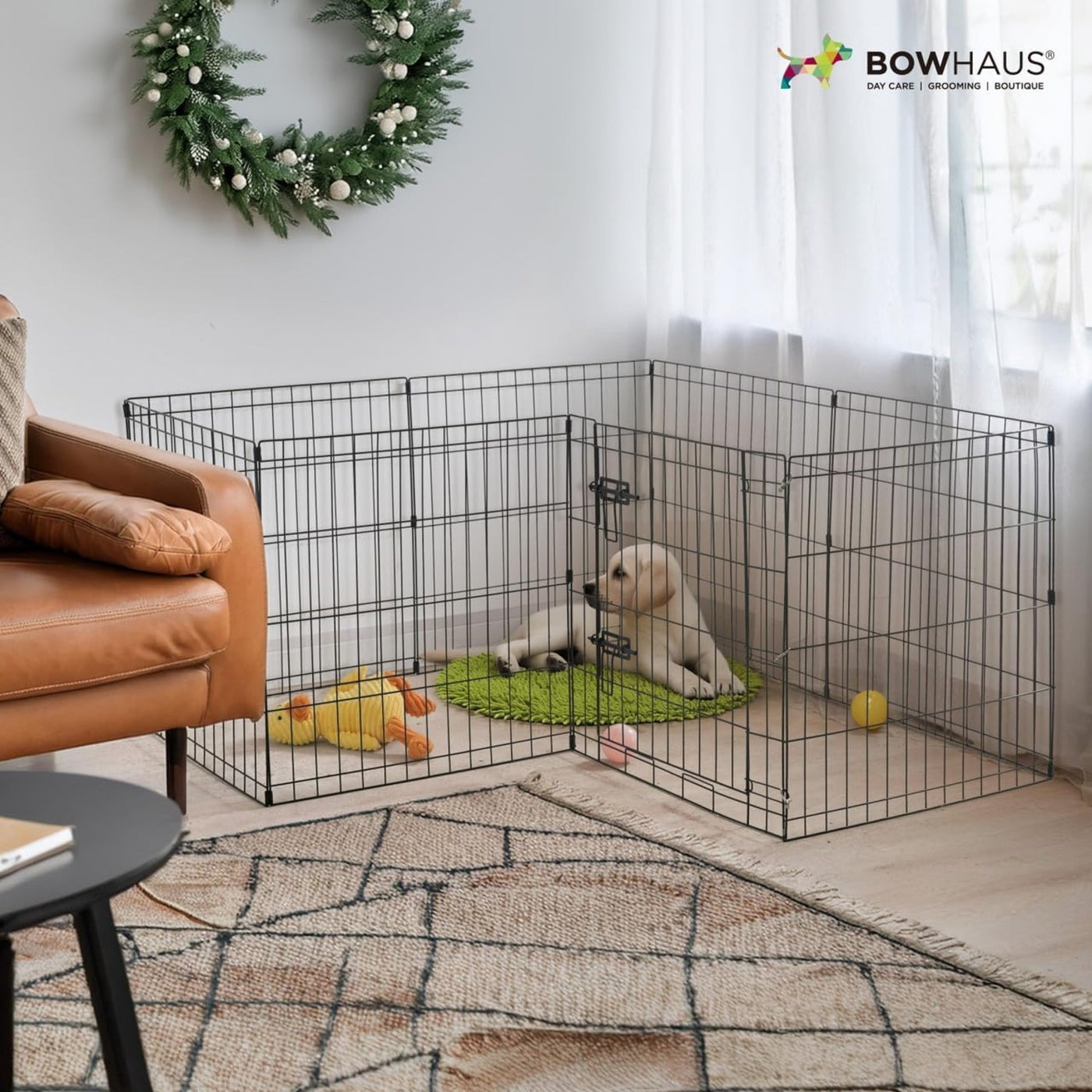 Metal Dog Playpen 8-Panel Foldable with Gate – Heavy-Duty Iron Exercise Fence Cage for Small Dogs, Indoor Outdoor Portable Kennel, 24"/30"/36" Height Options