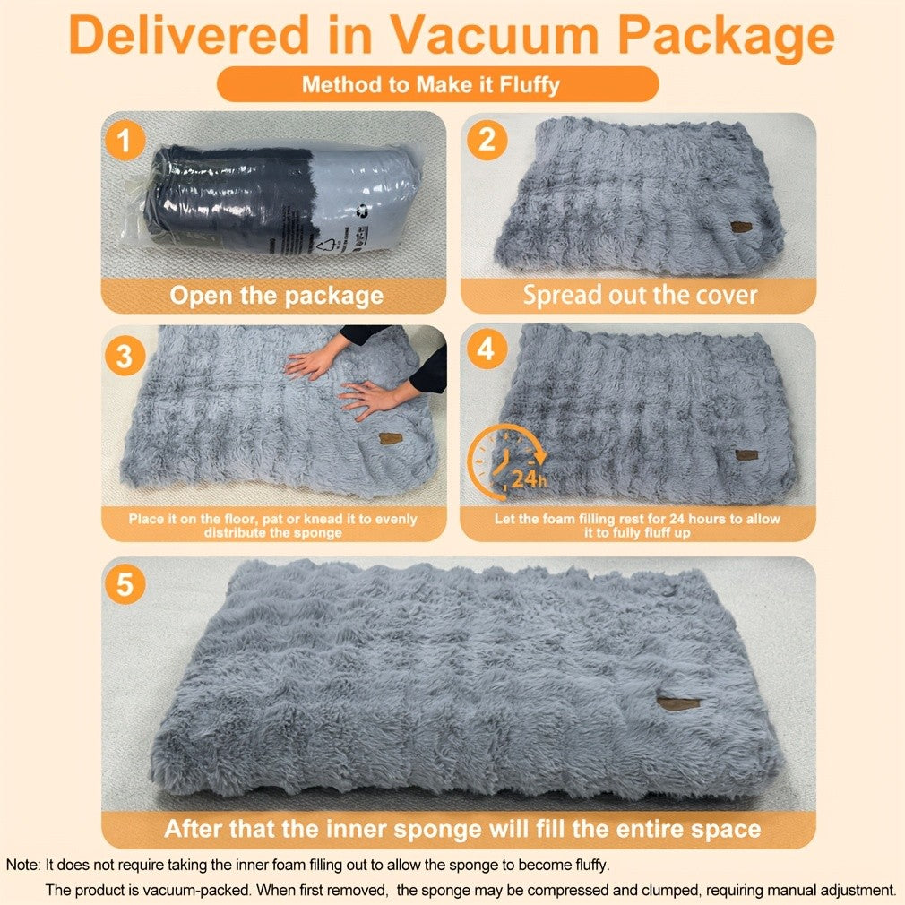 Orthopedic Dog Bed with Removable Cover – Thick Foam Base, Waffle Texture, Crate Mat for Dogs & Cats, Multiple Sizes Medium to 3XL, Grey & Khaki Beige