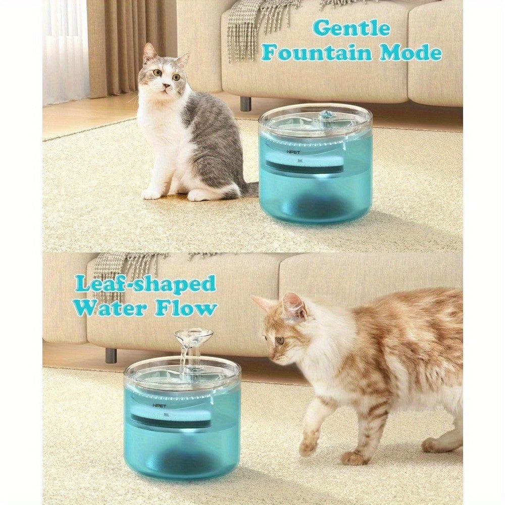 Cat Water Fountain 54oz Ultra Silent – LED Light USB Automatic Drinking Fountain with Triple Filter for Indoor Cats & Small Dogs