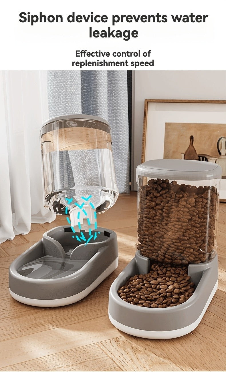 Gravity Dog Food Feeder and Water Dispenser Set 8-Pound Large Capacity Automatic Pet Feeding Station for Big Medium Small Dogs & Cats - 2-Piece Plastic BPA-Free Set