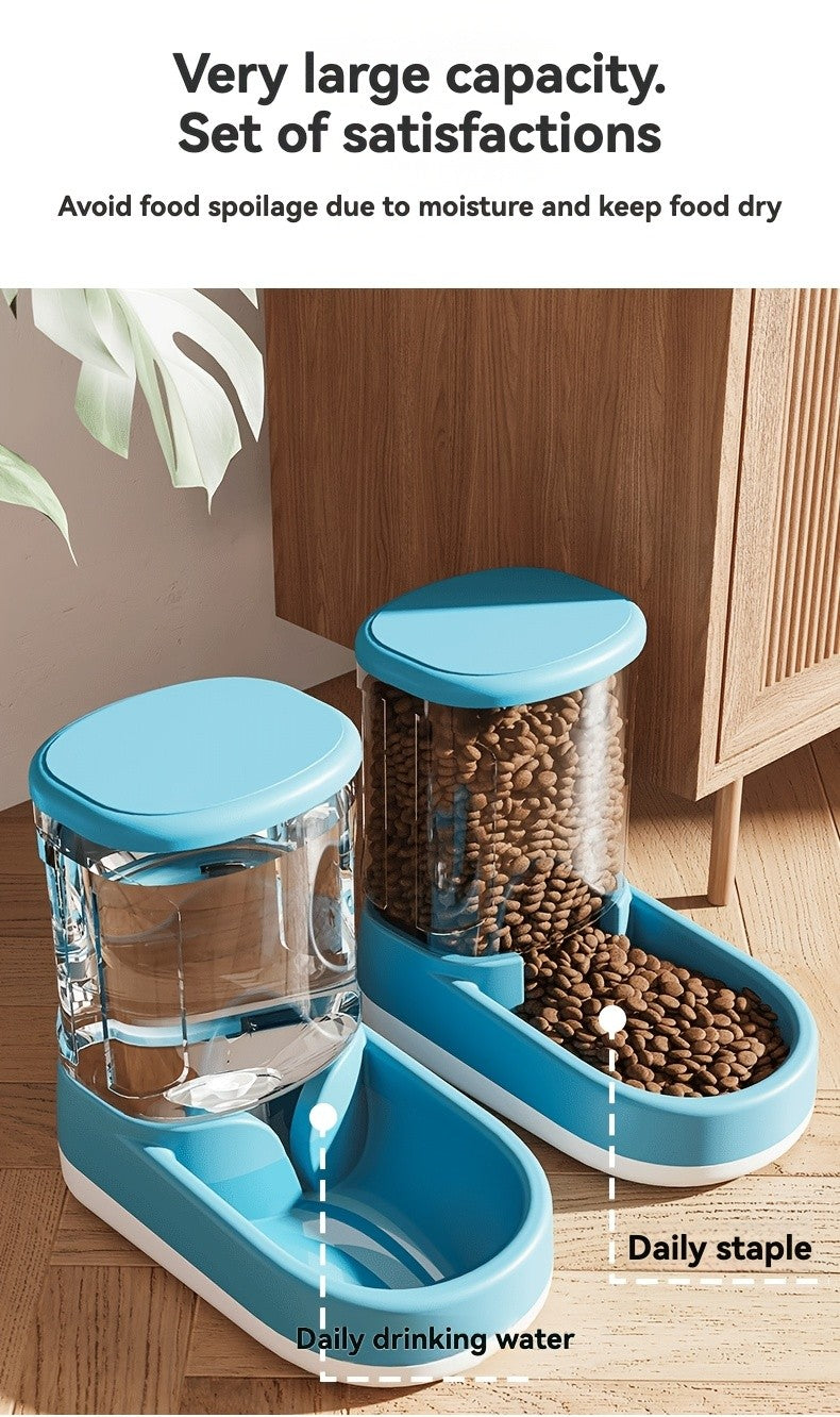 Gravity Dog Food Feeder and Water Dispenser Set 8-Pound Large Capacity Automatic Pet Feeding Station for Big Medium Small Dogs & Cats - 2-Piece Plastic BPA-Free Set