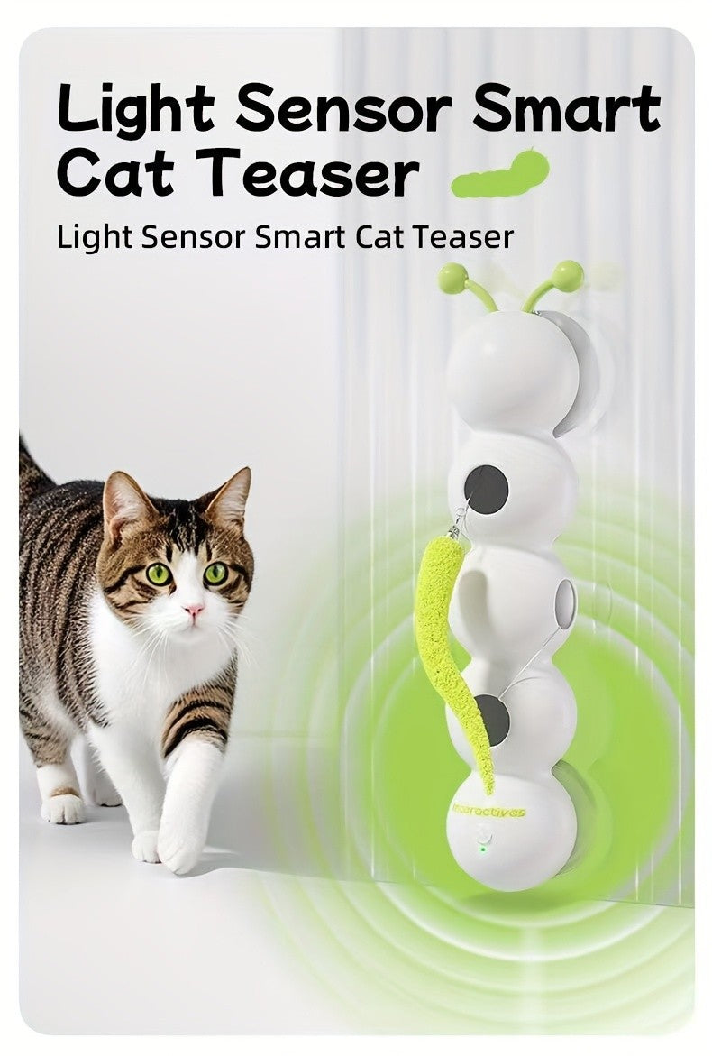 Automatic Caterpillar Cat Teaser Toy – Hands-Free Interactive Electric Cat Toy for Indoor Cats, Self-Moving Chase & Exercise Toy for Kittens & Adults