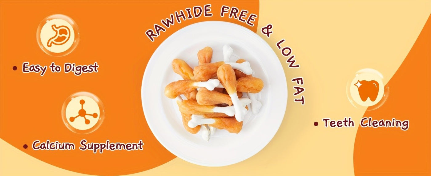 Chewy Chicken Dog Treats Rawhide Free Real Chicken Calcium Bone Cleans Teeth Freshens Breath Natural Dog Training Treat 21oz 31oz