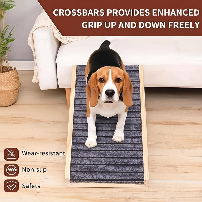 Foldable Pet Ramp Stairs for Sofa & Couch – Adjustable Height 15.75" Compact Dog Cat Ladder for Small & Medium Pets, Barrier-Free Non-Slip Steps