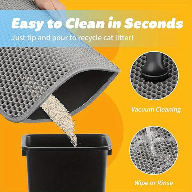 Cat Litter Trapping Mat Extra Large Honeycomb Double Layer Non-Slip Washable Litter Box Mat for Indoor Cats