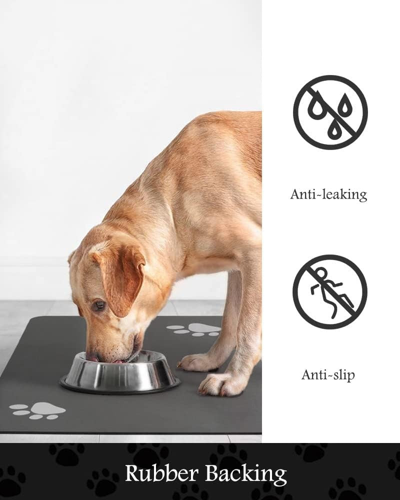 Pet Feeding Mat Non-Slip Washable Persian Floral Pattern Dog Cat Food Mat 16x12 Inch – Waterproof Placemat for Dog Bowls Kennel Litter Box and Holiday Gift