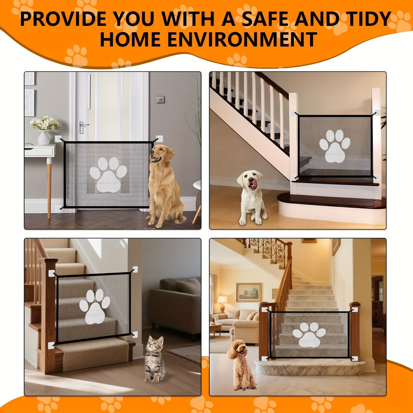 Portable Folding Pet Gate & Dog Isolation Fence – Foldable Mesh Safety Net for Indoor Dog & Cat Separation