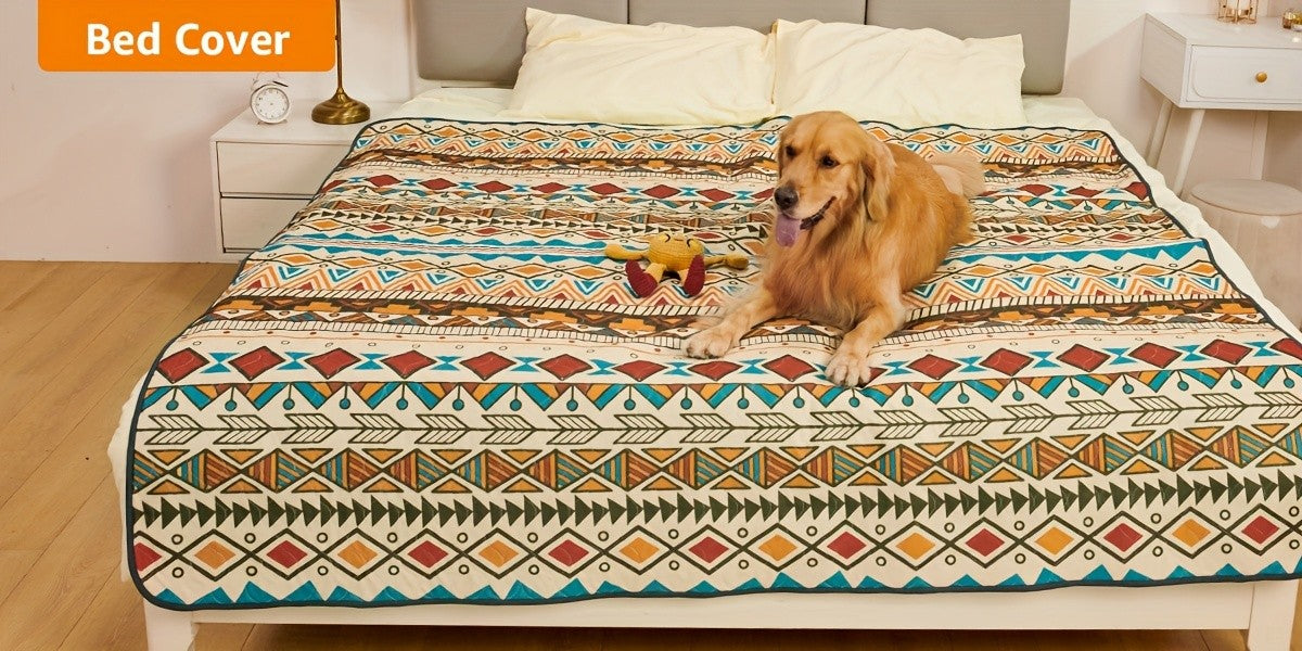 2-Pack Washable Dog Pee Pads Super Absorbent Reusable Puppy Training Pads Leakproof Non-Slip Whelping Pads with Retro Tribal Design – Sizes 18x24 to 36x41 Inch