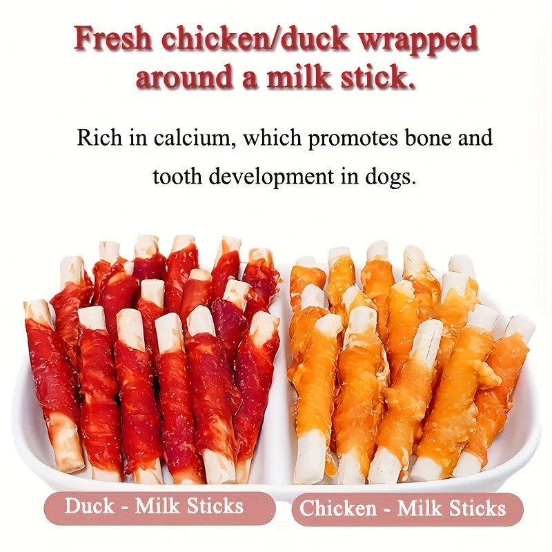 Dog Training Treats – Chicken & Duck Sweet Potato or Milk Sticks, High Protein Easily Digestible Reward Snacks for Small Medium Large Dogs, 200g & 400g