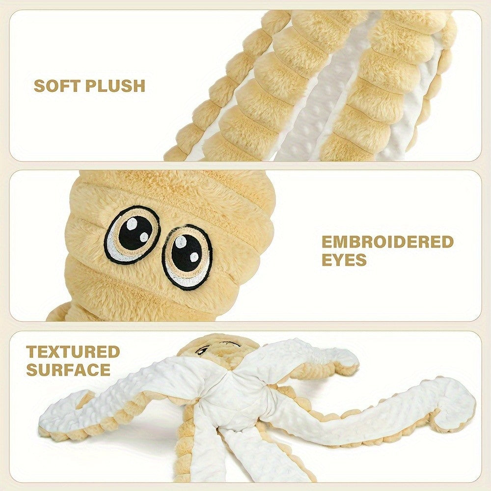 Squeaky Octopus Dog Toy – Soft Plush Stuffed Chew Toy with Squeaker for Small Medium Large Dogs, Teeth Cleaning, 6 Colors, Cute Puppy Gift
