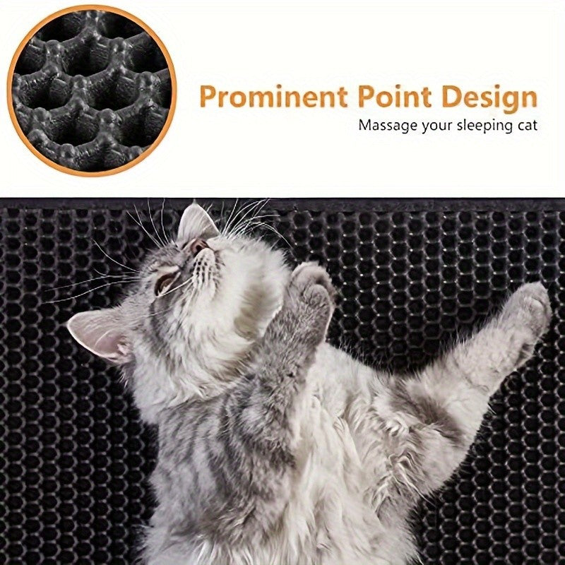 Honeycomb Double-Layer Cat Litter Mat - Urine-Proof Waterproof Washable Litter Trapping Mat for Indoor Cats, Non-Slip Cat Litter Box Mat Reduces Scatter & Mess, 60x90cm Dark Gray