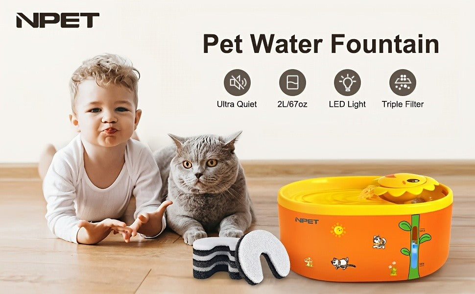 Cat Water Fountain Replacement Filters for NPET NC010 – Odor Removal PVC Filter, Easy Install, 4 / 8 / 12 Pack