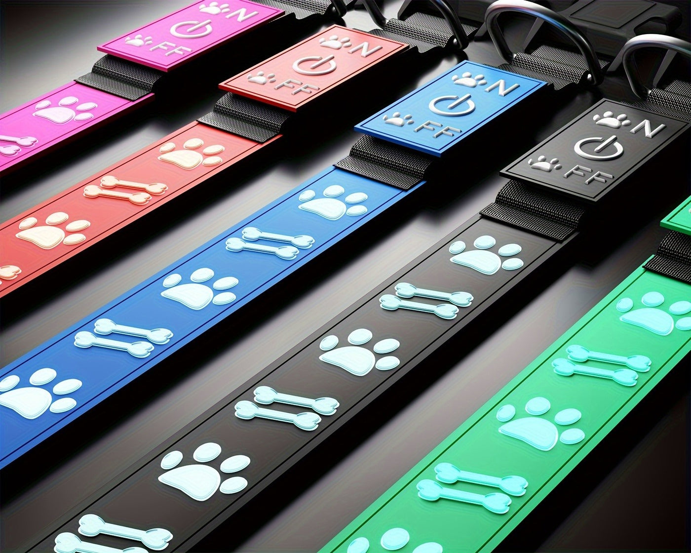 LED Dog Collar USB Rechargeable with 15 Light Modes – Adjustable Glow Safety Collar for Nighttime Walks, Soft 3D Flash Pet Collar for All Dog Sizes, Green Blue Pink Red Black
