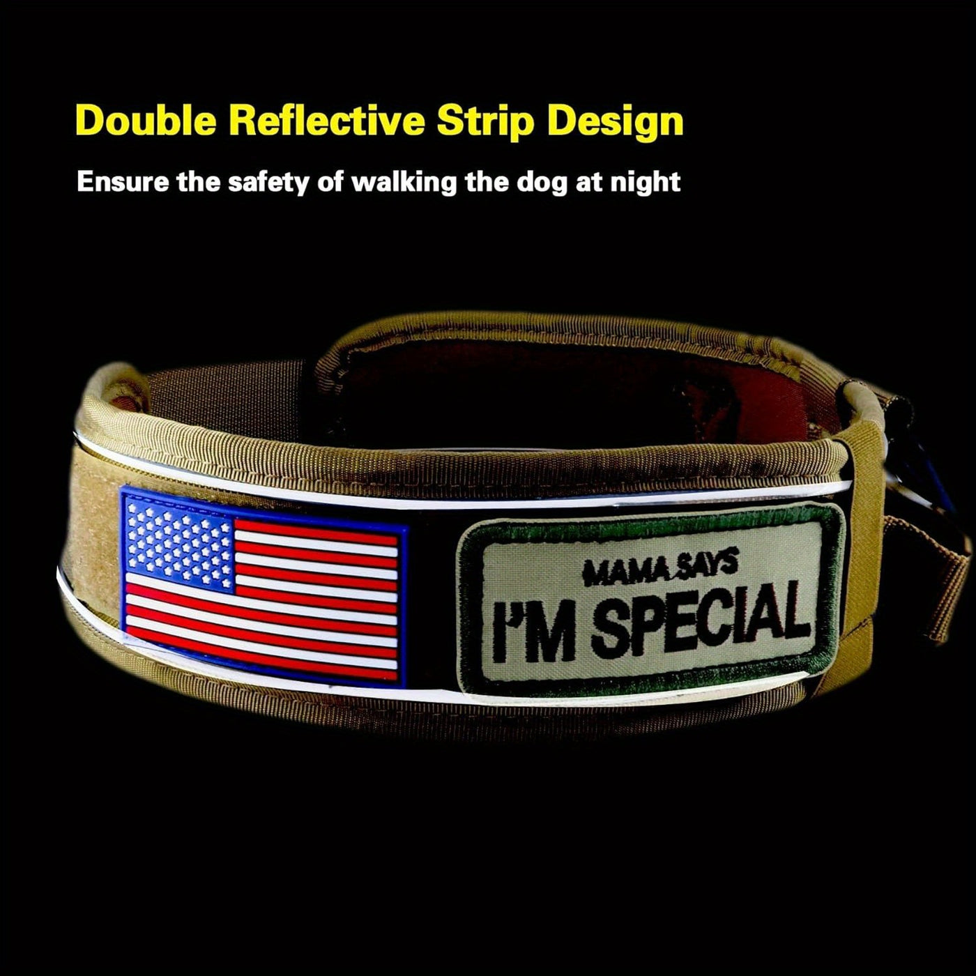Tactical Dog Collar 3pcs Set 2.6" Heavy Duty Nylon with Padded Handle & Reflective Stitching for Medium & Large Dogs – Quick-Release Metal Buckle, Customizable Patches, Sizes M-XL