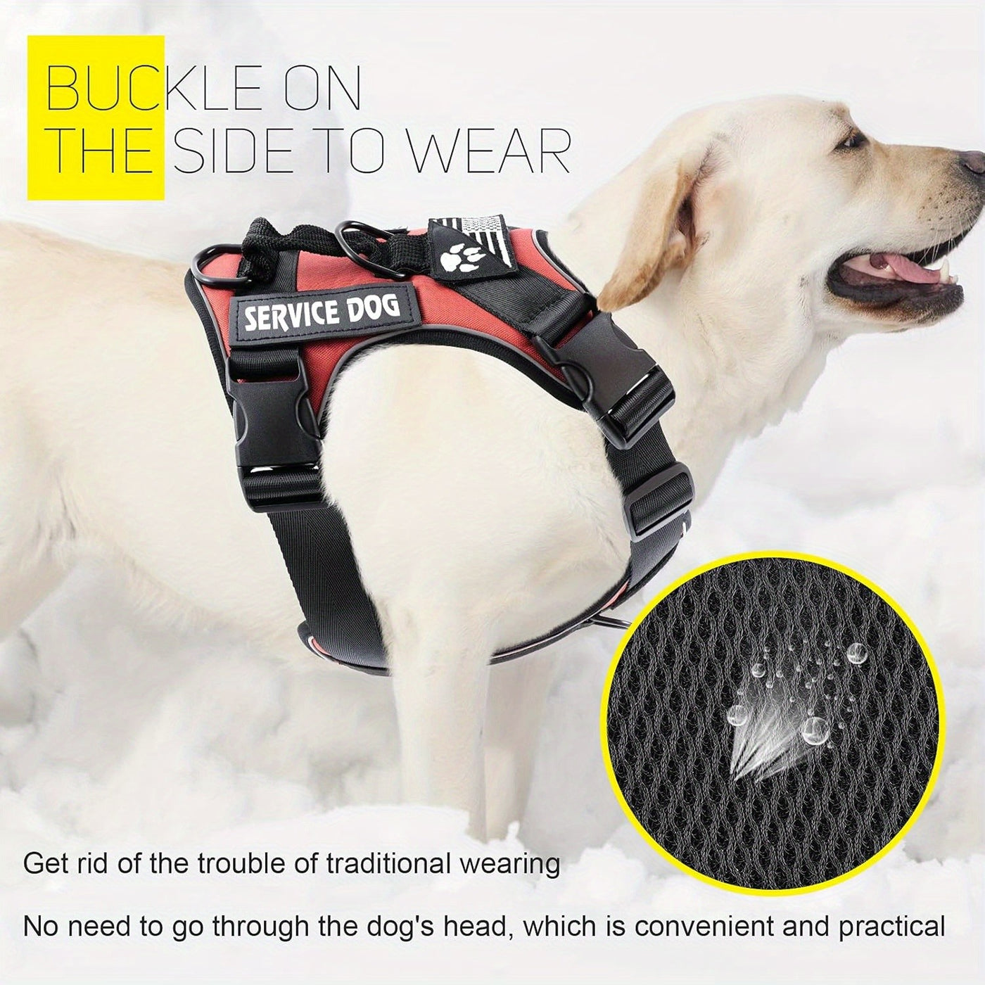 Reflective Dog Harness Set with 5 Interchangeable Patches - Adjustable Oxford Vest, Mesh Inner Layer, Front & Back Clip, Anti-Pull, XS to XL, 10 Color Options