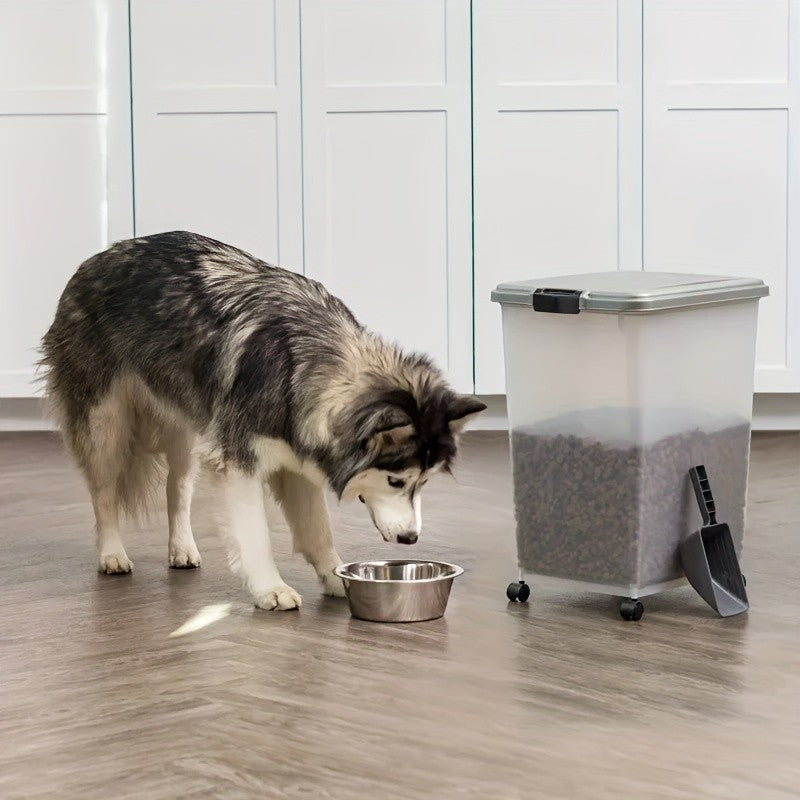 Dog Food Storage Container 30lb + 11lb Stackable Combo – Airtight Insect-Proof with Wheels & Scoop, Clear Body for Cat & Dog Food