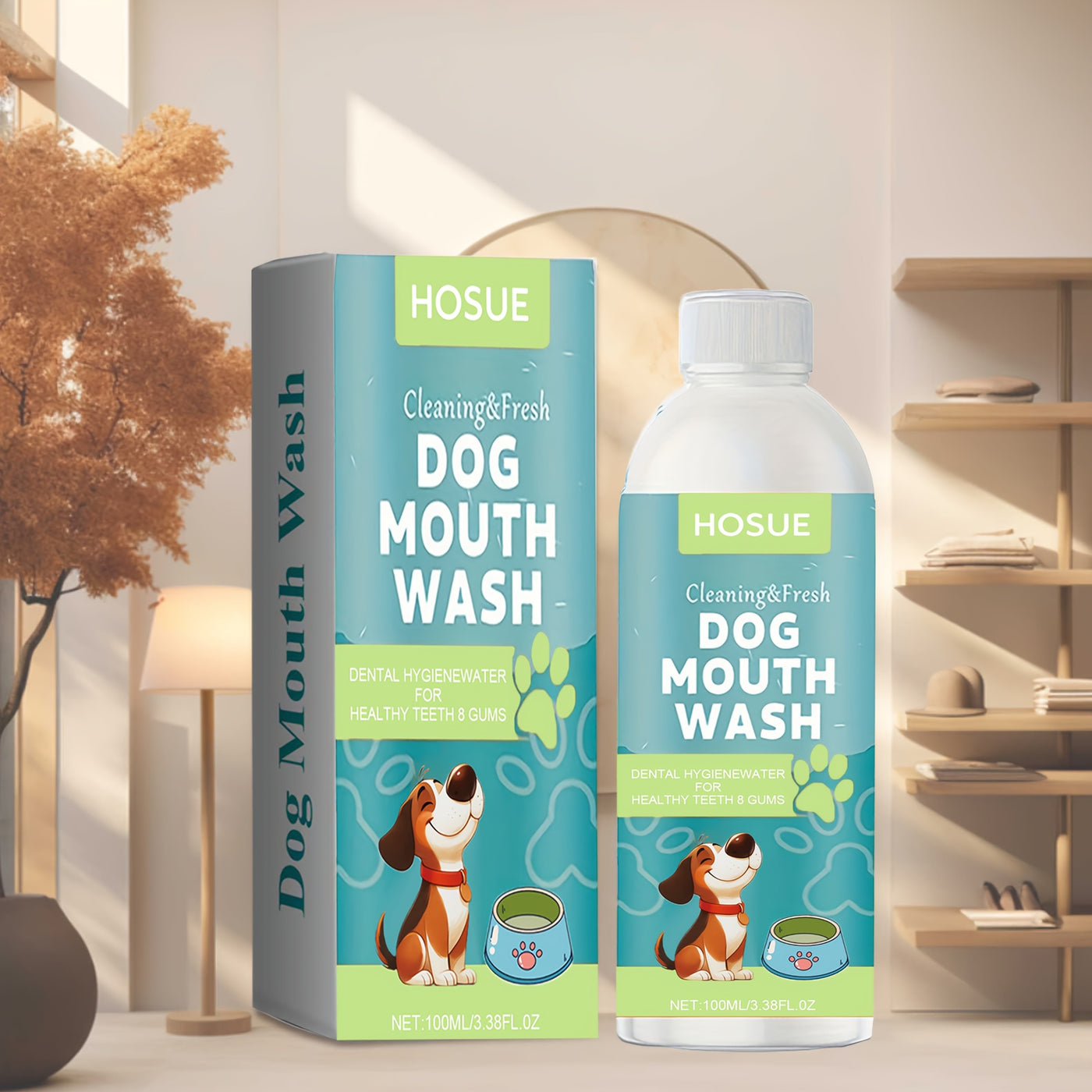 Dog Mouthwash for Fresh Breath 100ml – Peppermint Natural Dental Water Additive Oral Care Liquid for Dogs
