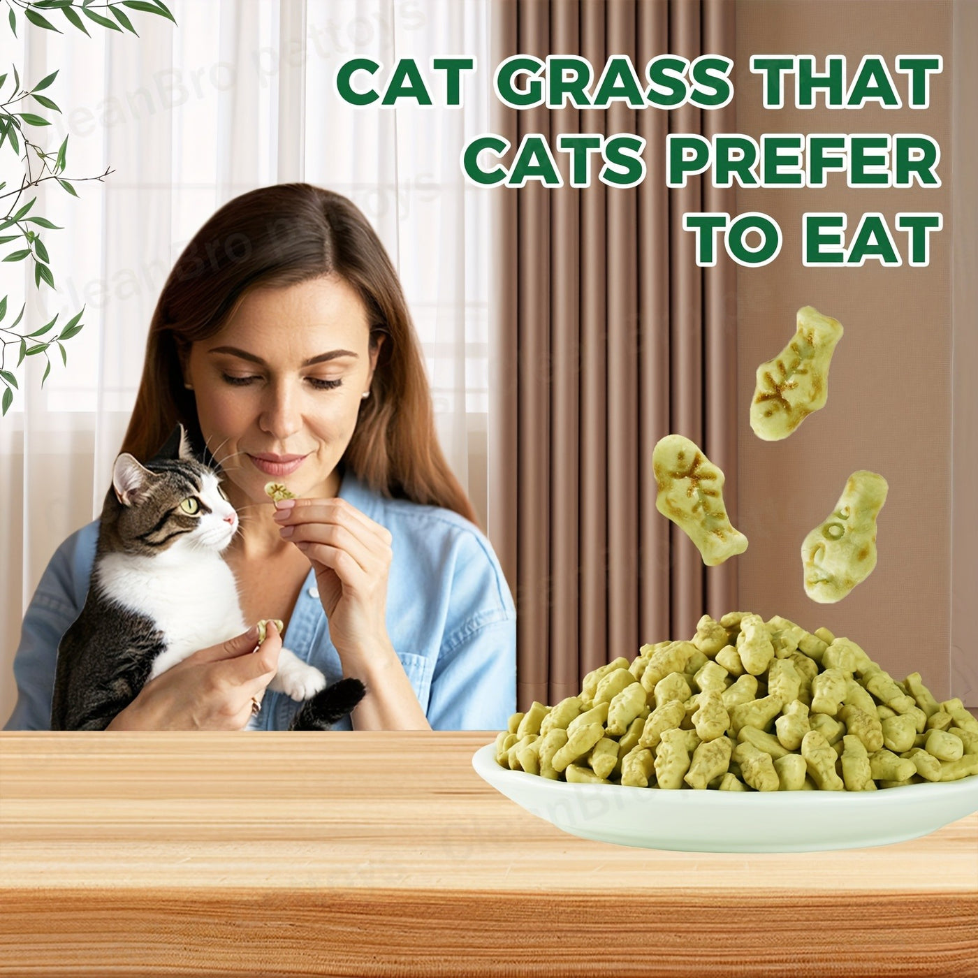 Catnip Cookie Cat Snacks with Cat Grass – Fish-Flavored Dental Molar Sticks for Teeth Cleaning, Hairball Control & Healthy Weight, Natural Treats for Indoor Cats, 150g