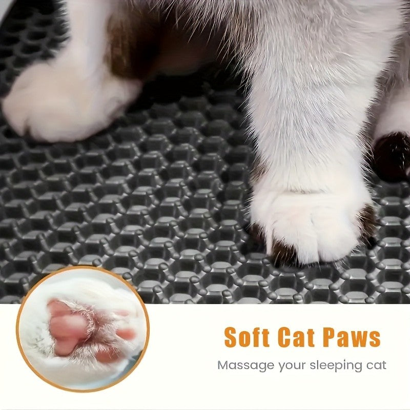 Honeycomb Cat Litter Mat Double Layer – Extra Large Litter Catcher, Non-Slip Machine Washable Splashproof Pad, Soft Safe for Paws, Multi-Cat Households