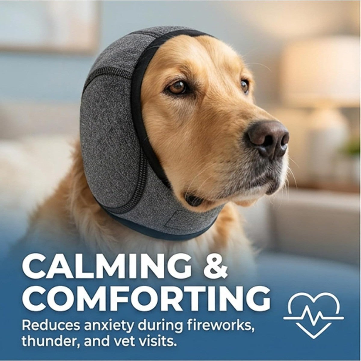 Dog Calming Hoodie with Noise Cancelling Ear Wrap – Anxiety Relief for Thunder Fireworks Grooming Bathing Small Medium Large