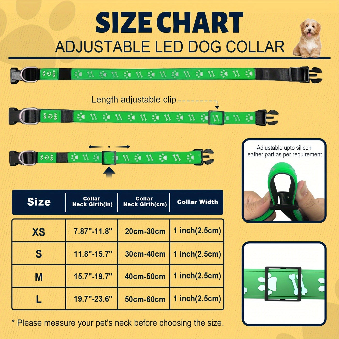 LED Dog Collar USB Rechargeable with 15 Light Modes – Adjustable Glow Safety Collar for Nighttime Walks, Soft 3D Flash Pet Collar for All Dog Sizes, Green Blue Pink Red Black