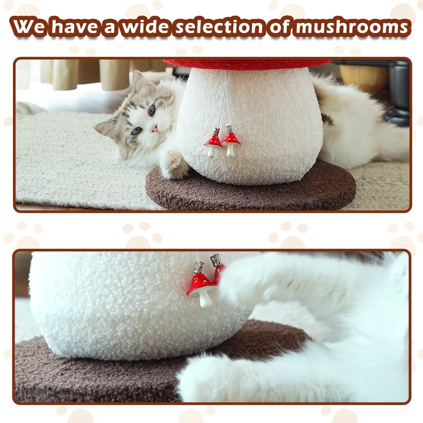Mushroom Cat Scratcher Post – 2-Pack Sisal Claw Grinding Cat Toy, Interactive Scratching Post for Indoor Cats & Kittens, Keeps Claws Healthy & Furniture Safe