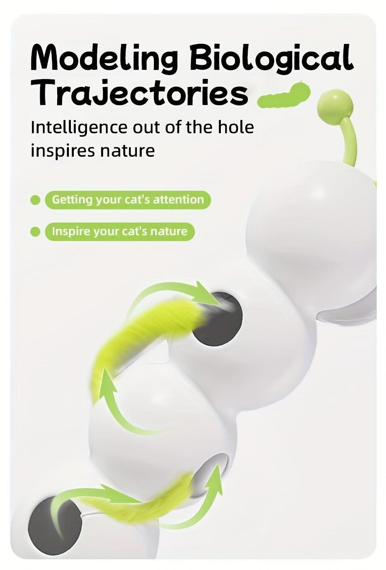 Automatic Caterpillar Cat Teaser Toy – Hands-Free Interactive Electric Cat Toy for Indoor Cats, Self-Moving Chase & Exercise Toy for Kittens & Adults