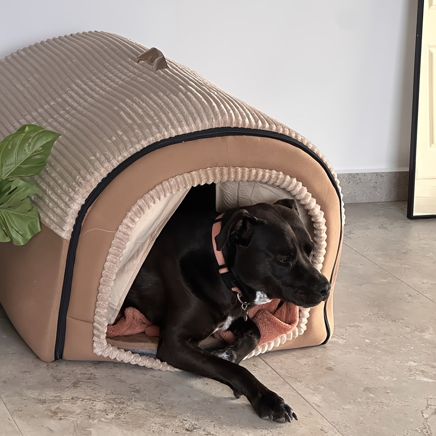 2-in-1 Foldable Indoor Dog House & Pet Tent Cave Bed - Soft Fluffy Washable Cushion Mat with Lid, All-Season Privacy Warm Bed for Small Medium Large Dogs Cats