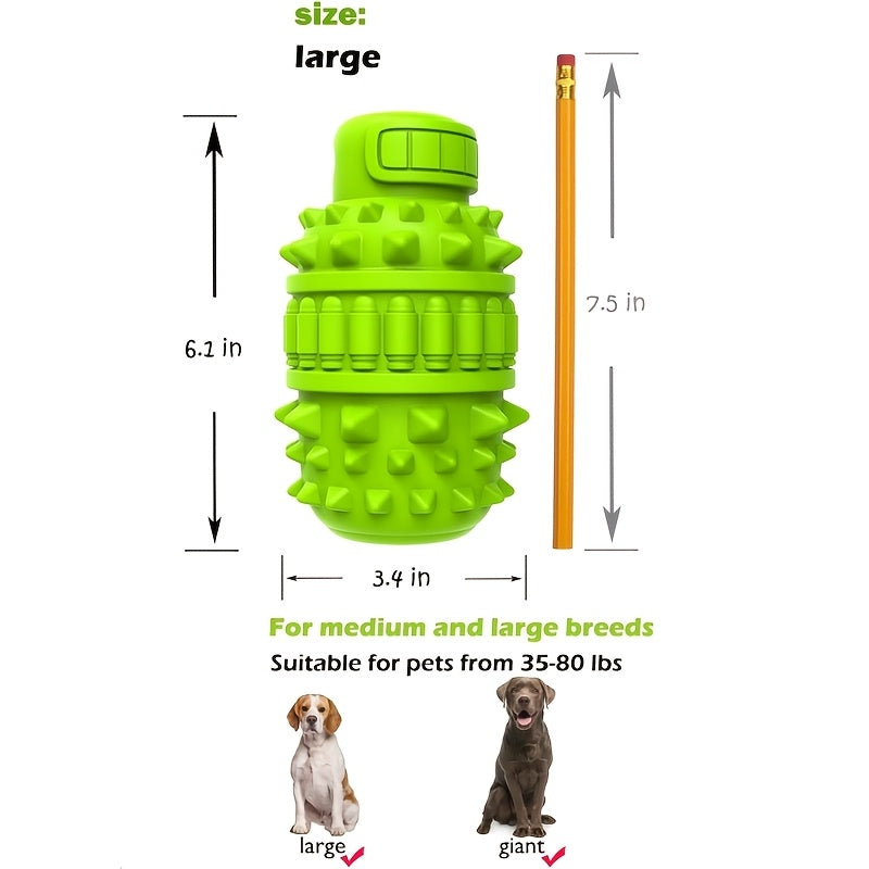 Squeaky Dog Chew Toy – Wolf Tooth Bottle Shape, Durable Interactive Chew Toy & Toothbrush for Aggressive Chewers, Cleans Teeth While They Play