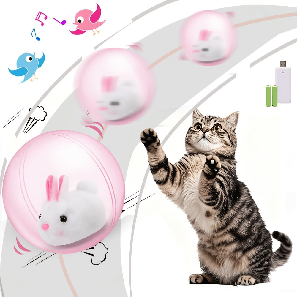 Motion Activated Interactive Cat Toy Ball – Auto Moving Rechargeable Toy for Indoor Cats & Dogs, Boredom Buster for Small Medium Large Pets, Cartoon Rabbit & Squirrel Design