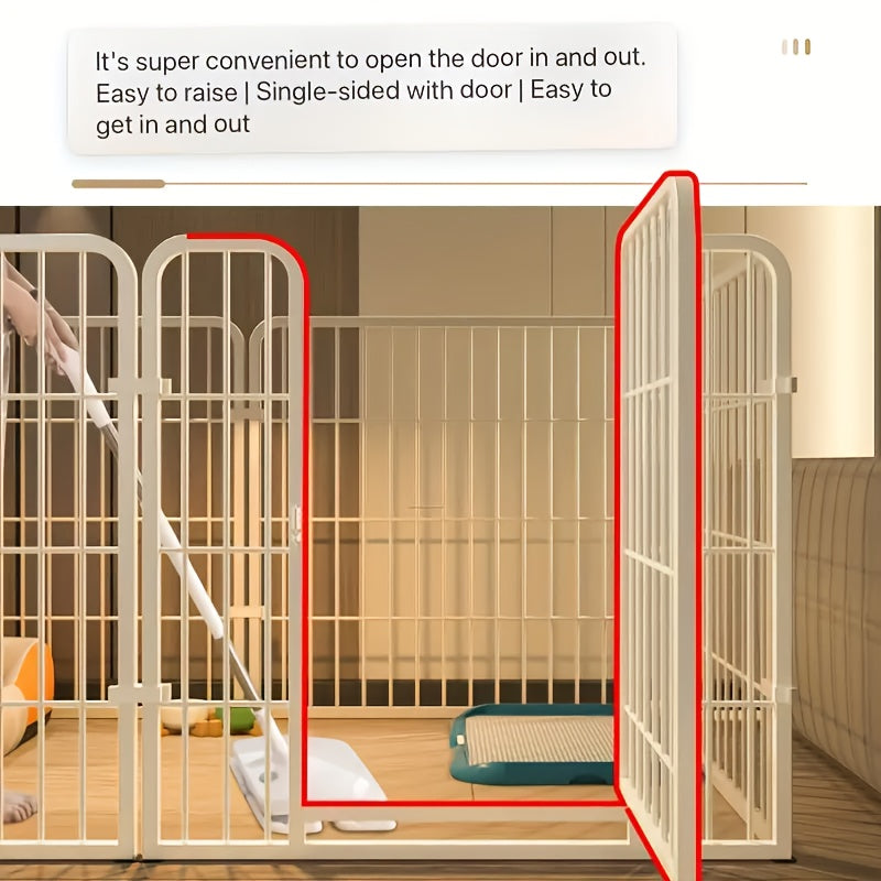 Indoor Dog Playpen with Potty Area & Rest Zone – Stainless Steel Multi-Function Enclosure for Small Medium Dogs, Flexible Layout, Black or White
