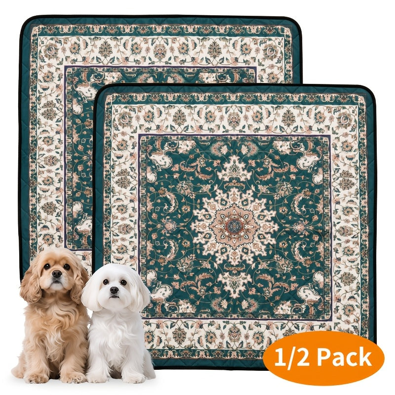 Reusable Washable Dog Pee Pads Super Absorbent Non-Slip Bohemian Style Puppy Training Pads Leakproof Whelping Potty Pads – Sizes 18x24 to 72x72 Inch 1 or 2 Pack
