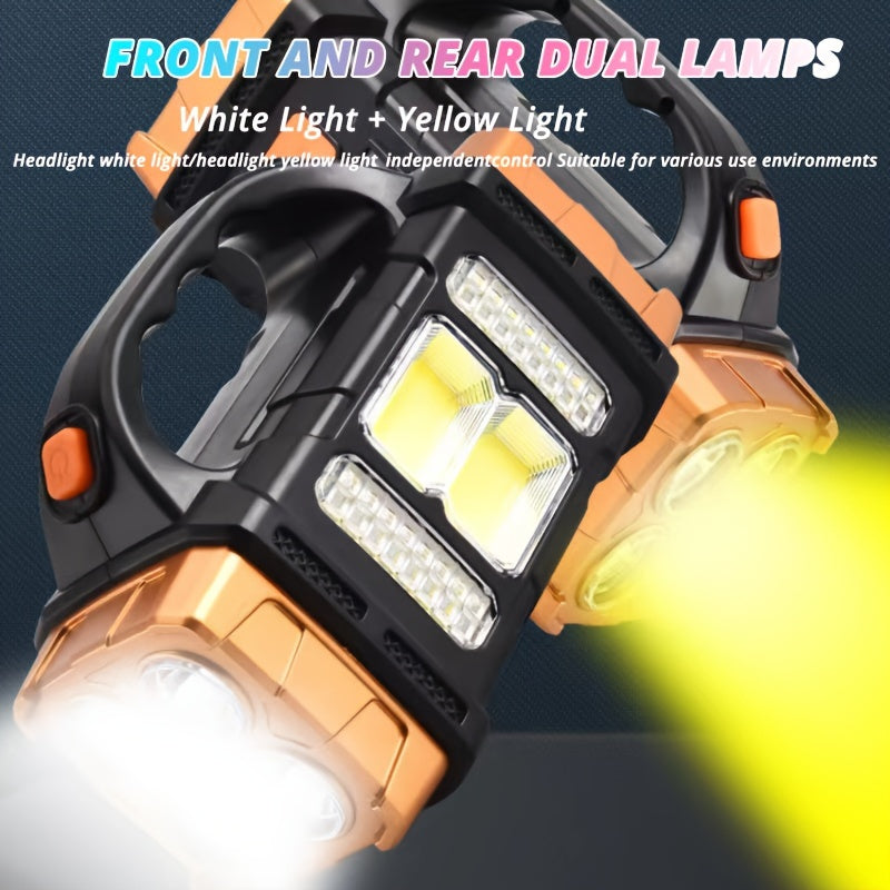 Solar & USB Rechargeable LED Lantern Flashlight – 1800mAh COB Work Light, 4 Modes, Emergency Power Bank, IPX4 Waterproof, Portable Camping Lantern, 1 or 2 Pack