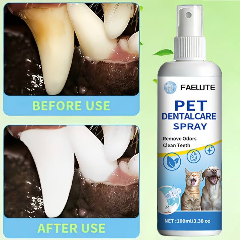 Pet Oral Spray for Cats and Dogs – Plant-Based Breath Freshener and Teeth Cleaner Plaque Reducer Dual-Purpose