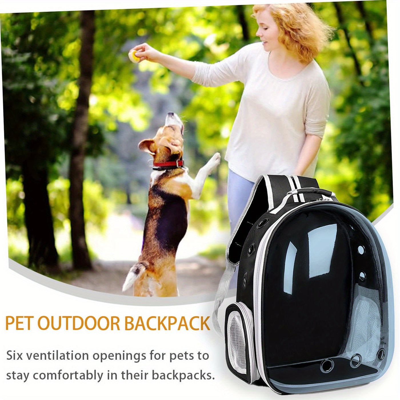 Cat Backpack Transparent Space Capsule – Portable Breathable Pet Carrier Bag for Cats & Small Dogs, Airline-Style Travel Bag for Going Out, Bonus Pet Accessories Included