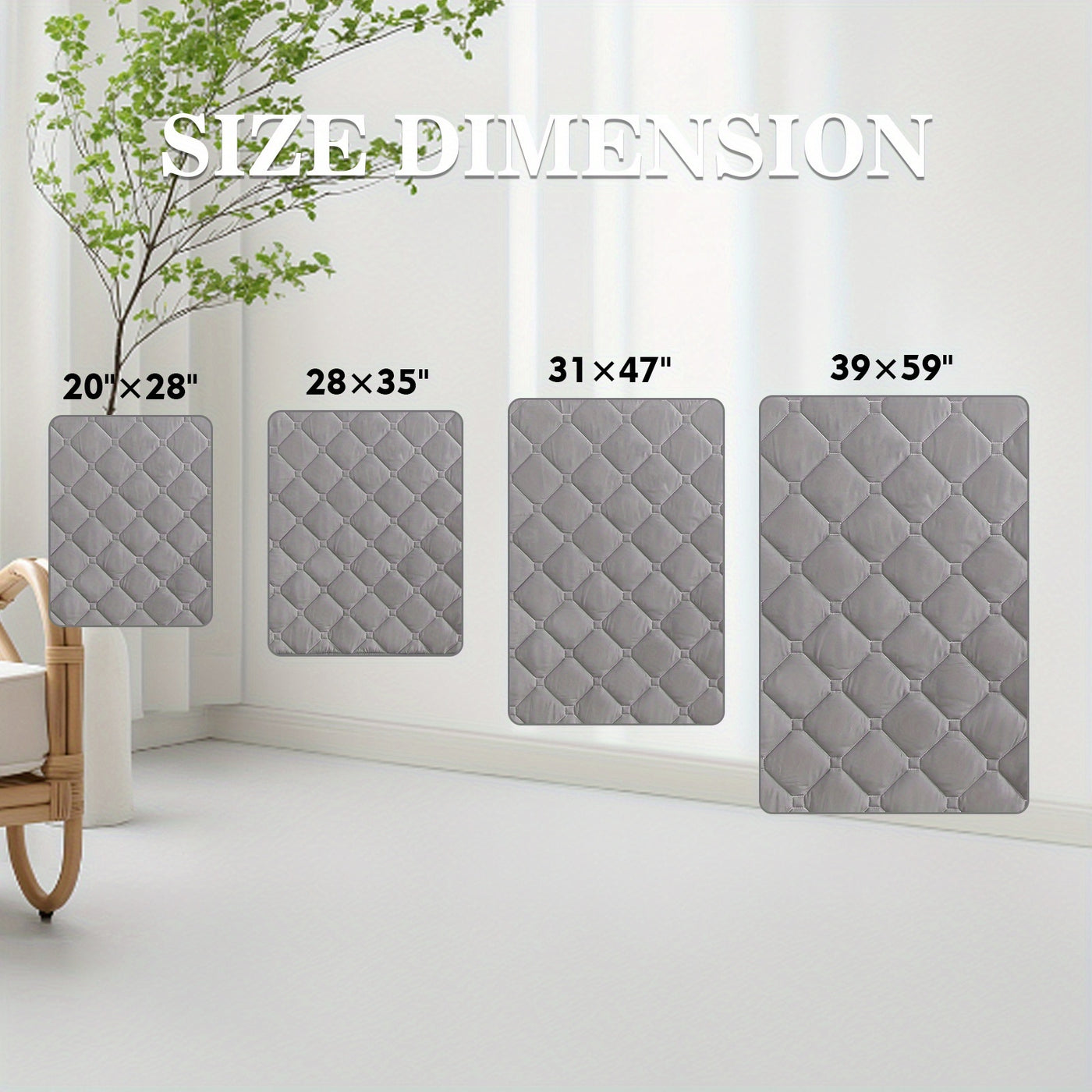 Reusable Washable Incontinence Pads Ultra Absorbent Quick Dry Bed Pads for Adults and Home Care – Waterproof Underpad in Pink Deep Gray White Light Gray Khaki Sizes 20x28 to 39x59 Inch