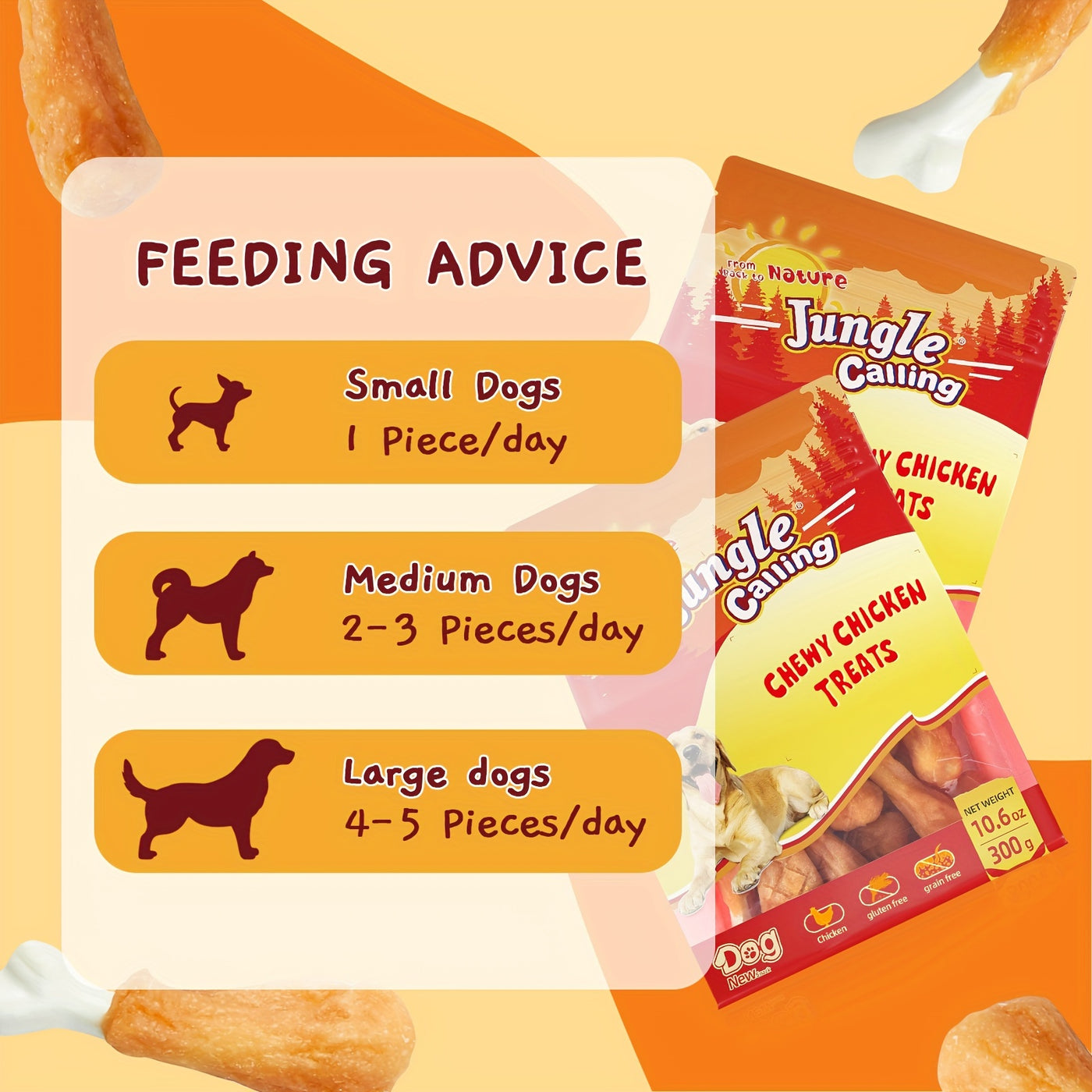Chewy Chicken Dog Treats Rawhide Free Real Chicken Calcium Bone Cleans Teeth Freshens Breath Natural Dog Training Treat 21oz 31oz
