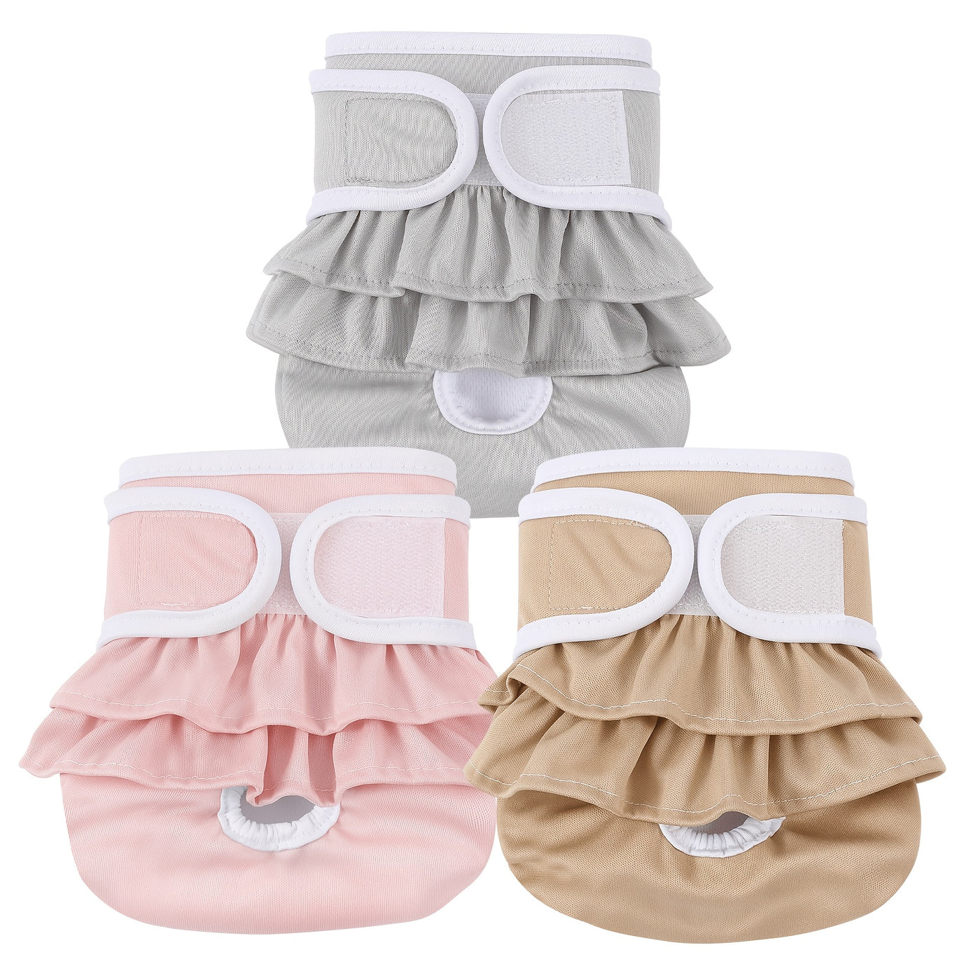 Female Dog Diapers 3-Pack Highly Absorbent Washable for Dogs in Heat Period XS S M L Champagne Leopard