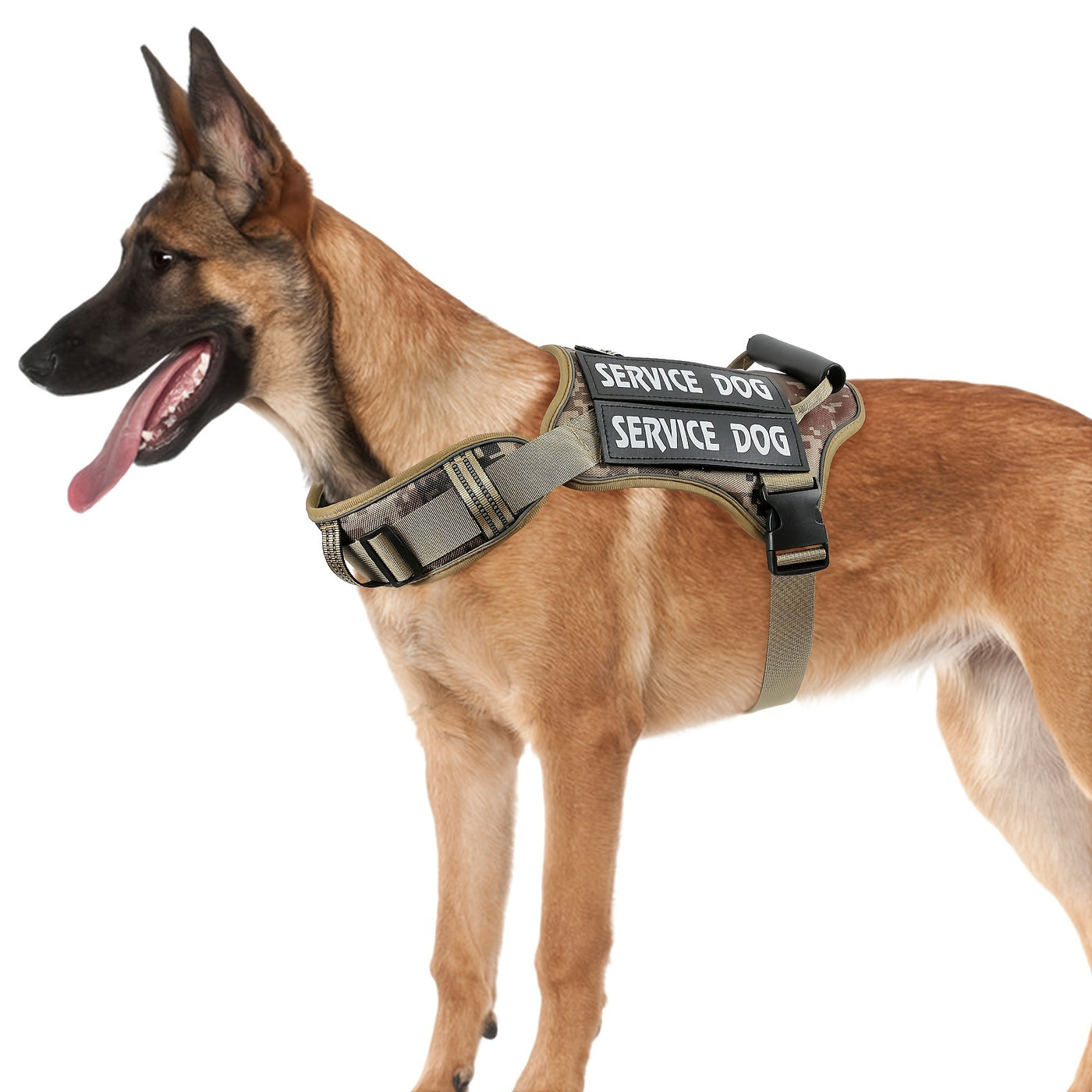 Tactical Dog Harness MOLLE with Control Handle S-L - Adjustable Reflective No-Pull Pet Vest for Walking & Training, No Choking, Khaki Linen Black Red Blue Sky Blue