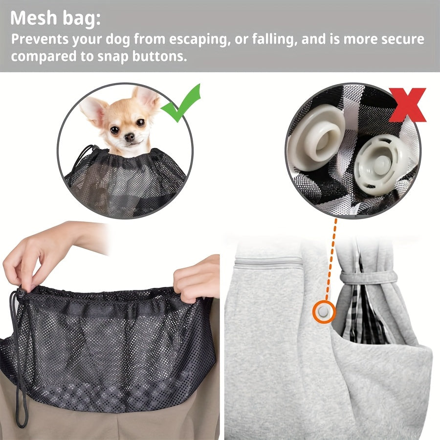 Adjustable Pet Sling Carrier with Padded Hard Bottom – Soft Dog & Cat Shoulder Bag with Drawstring Closure for Comfortable Travel | Khaki, Purple, Army Green, Blue, Grey