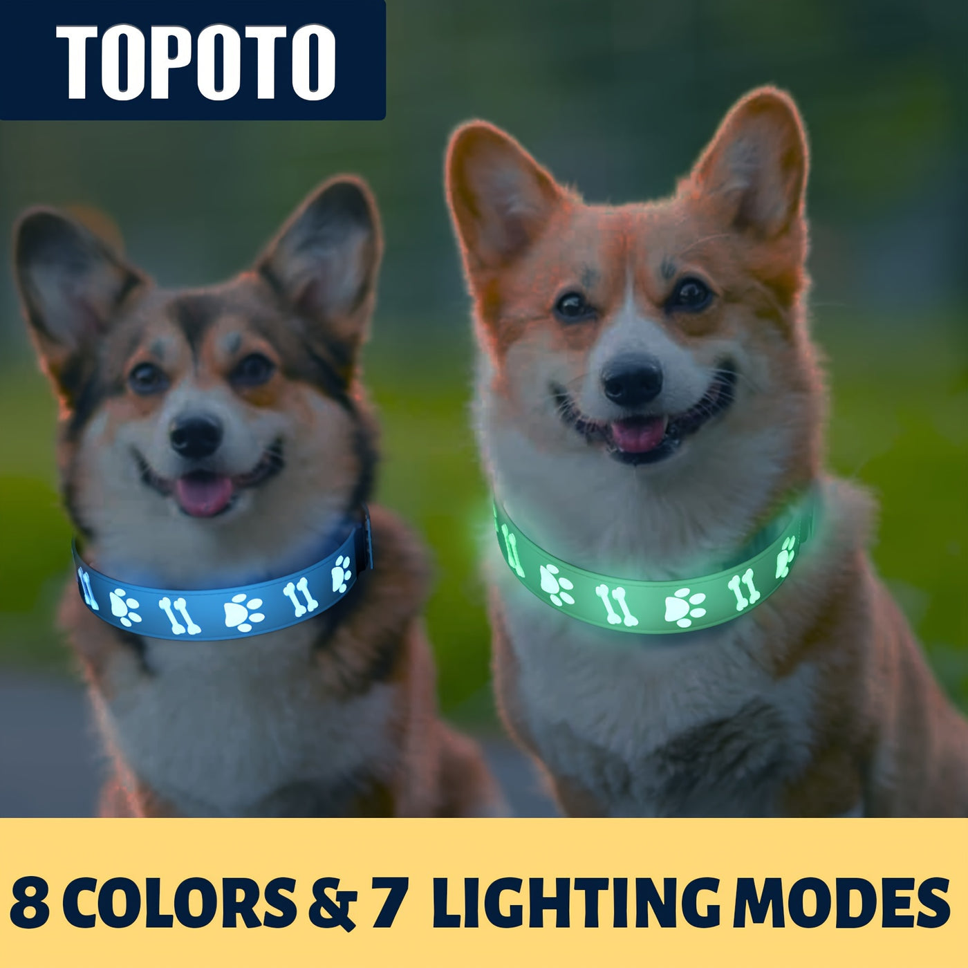 LED Dog Collar USB Rechargeable with 15 Light Modes – Adjustable Glow Safety Collar for Nighttime Walks, Soft 3D Flash Pet Collar for All Dog Sizes, Green Blue Pink Red Black
