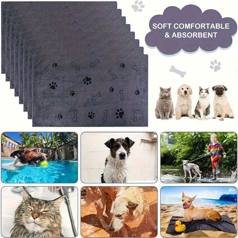 Large Quick-Dry Pet Bath Towel for Dogs & Cats - Super Absorbent Soft Microfiber, 40x24 Inches, Gray / Blue / 2-Pack