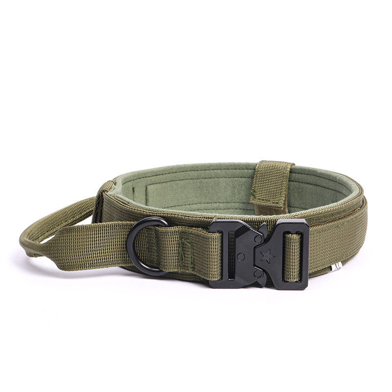 Heavy Duty Tactical Dog Collar with Handle & Quick-Release Metal Buckle - Wide Nylon Collar for Medium & Large Dogs, M/L/XL, Training Outdoor Agility Search Rescue