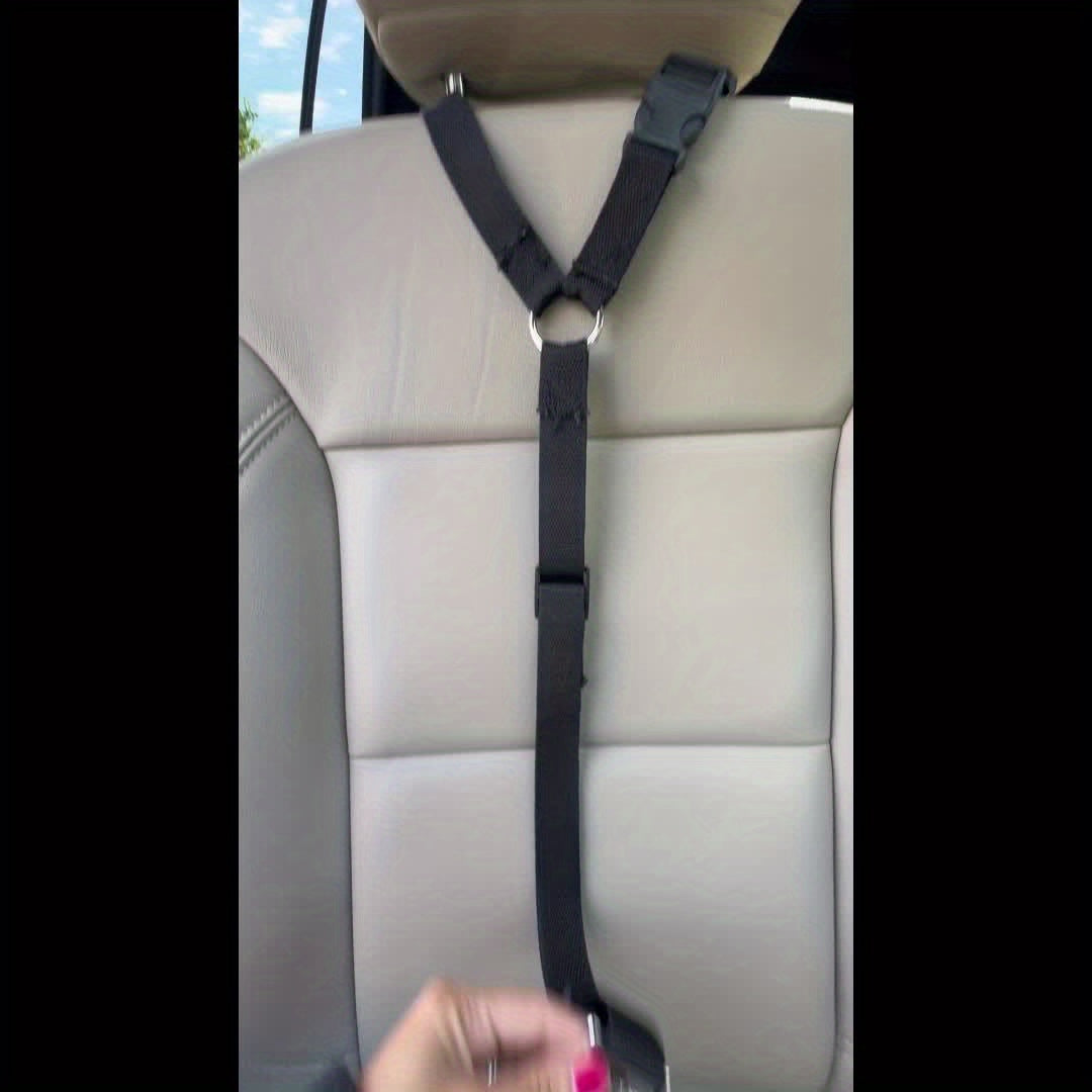 2-in-1 Dog Car Seat Belt & Leash Set 2 Pack – Adjustable Nylon Pet Safety Tether for Small Dogs, Vehicle Travel & Daily Walks