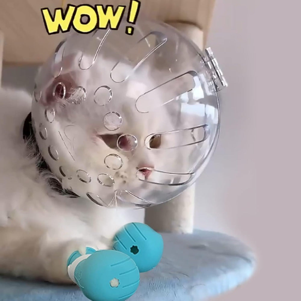 Cat Grooming Hood with Paw Covers – Anti-Scratch Anti-Bite Breathable Cat Muzzle Set for Bathing Nail Trimming Shaving, Adjustable Cat Restraint Kit