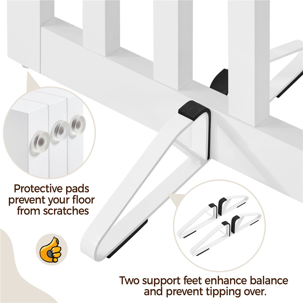 Freestanding Wooden Dog Gate Foldable Pet Fence with Door – 24" Tall Indoor Pet Barrier for Doorway Stairs, 3 or 4 Panels, White, Small Dogs
