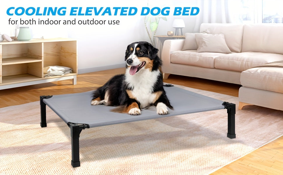 Cooling Elevated Dog Bed – Raised Dog Cot with Washable Breathable Mesh, Metal Frame & No-Slip Feet for Indoor & Outdoor Use