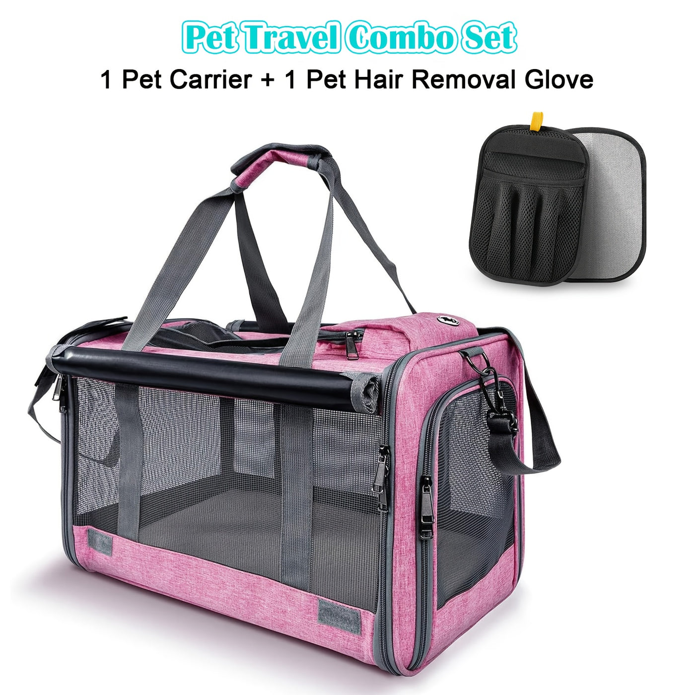 Airline Approved Soft-Sided Pet Carrier for Large Medium Cats & Small Dogs – Breathable Collapsible Travel Bag, Multiple Colors, Optional Combo with Bowls & Pet Glove